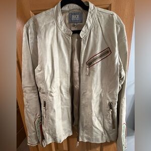 BKE Tan Outerwear Jacket with Embroidered Pockets and Sleeves